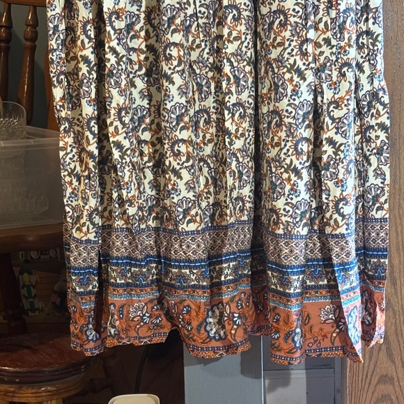 NWT-Bohemian Floral Maxi Dress with Orange and Blue Accents - Picture 10 of 13